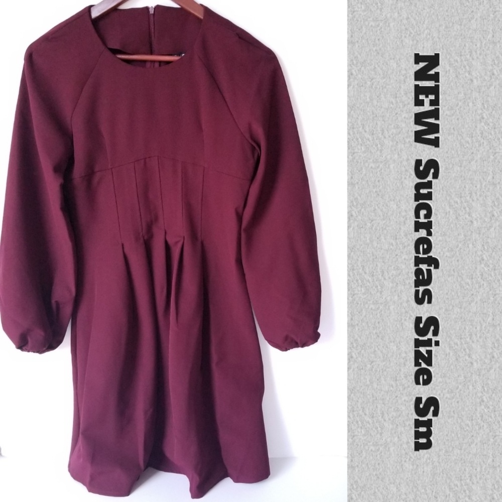 NEW Sucrefas Maroon Long Sleeve Dress S